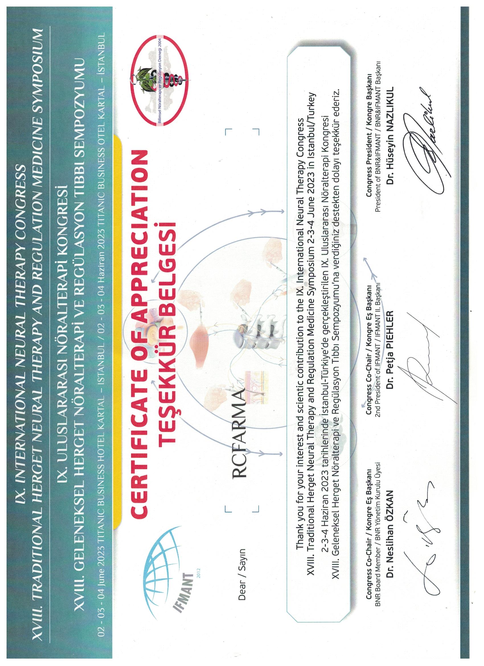 IX. ULUSLARARASI NÖRALTERAPİ KONGRESİ